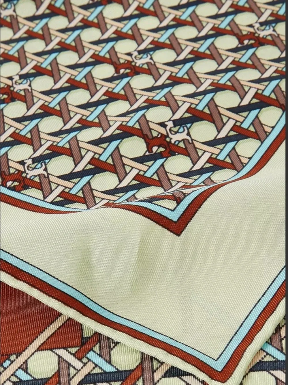 Tory Burch Basket-Weave Logo Neckerchief